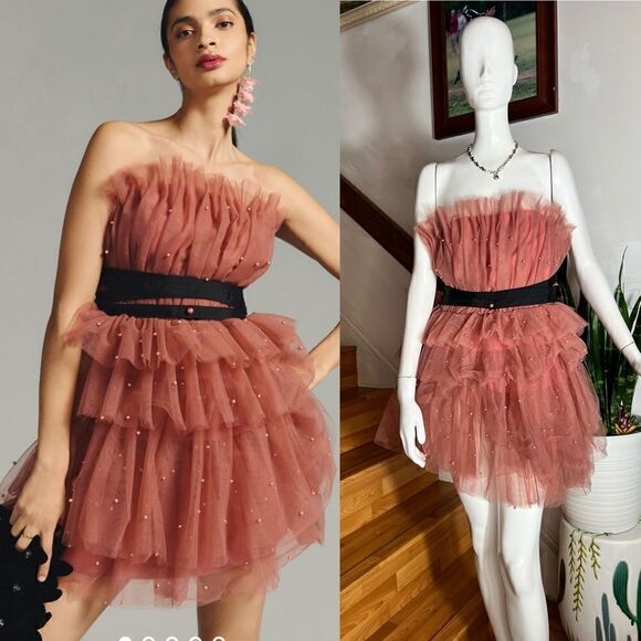 Anthropologie x Maeve Tiered Strapless Tulle Dress - Picture 3 of 8